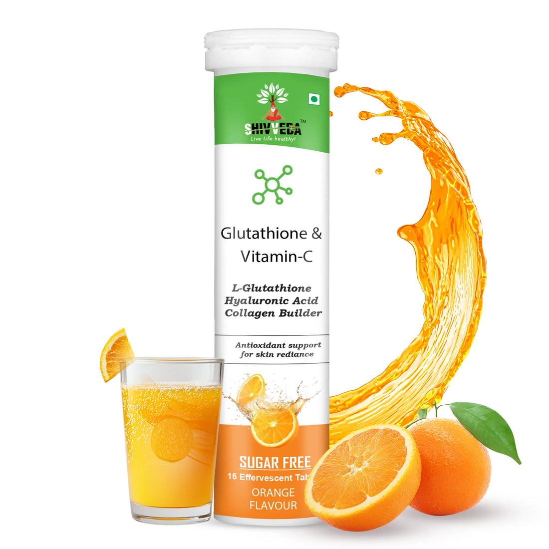 Shivveda Glutathione & Vitamin-C Effervescent Tablets - Best Glutathione & Vitamin-C Tablets for Glowing Skin