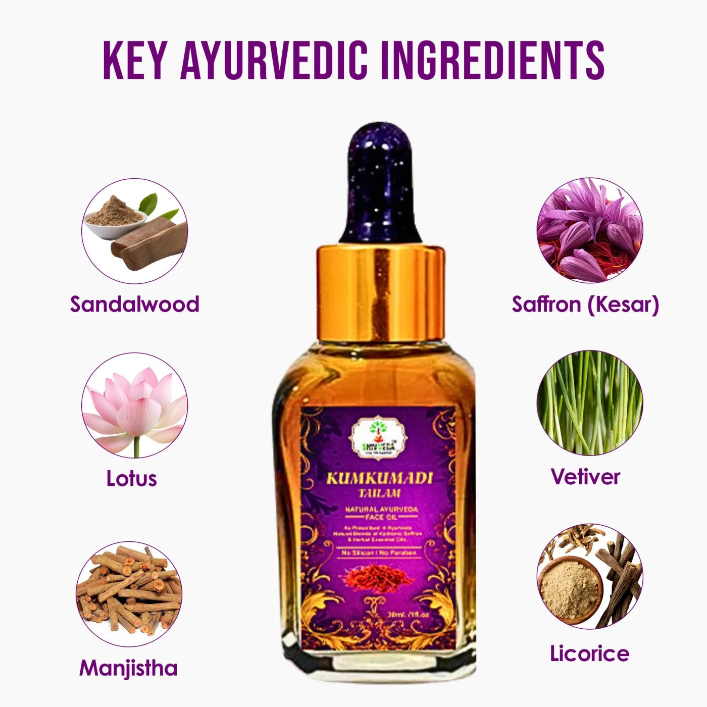 Kumkumadi Tailam Face Oil  – Natural Ayurvedic Face Oil for Glowing Skin