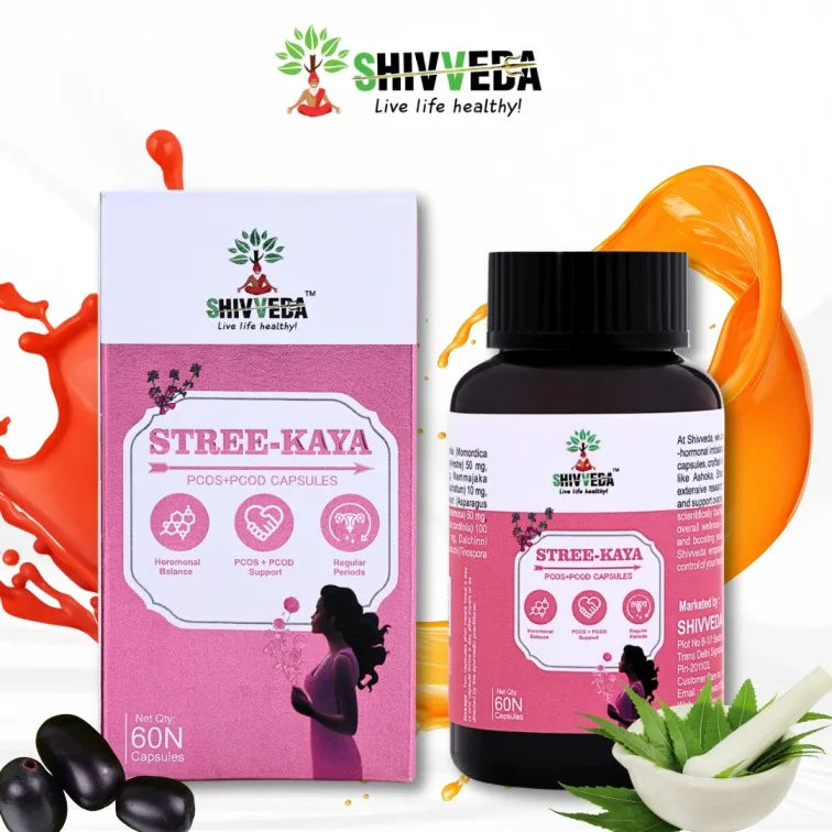 SHIVVEDA STREE KAYA Capsules - Best Ayurvedic Medicine for PCOD, PCOS, Hormonal Balance, Period Pain Relief, Hair and Skin Health