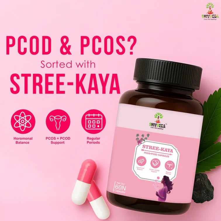 SHIVVEDA STREE KAYA Capsules - Best Ayurvedic Medicine for PCOD, PCOS, Hormonal Balance, Period Pain Relief, Hair and Skin Health